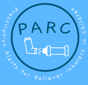 Parc research logo - Parc stands for prescription alerts for reliever inhalers in children